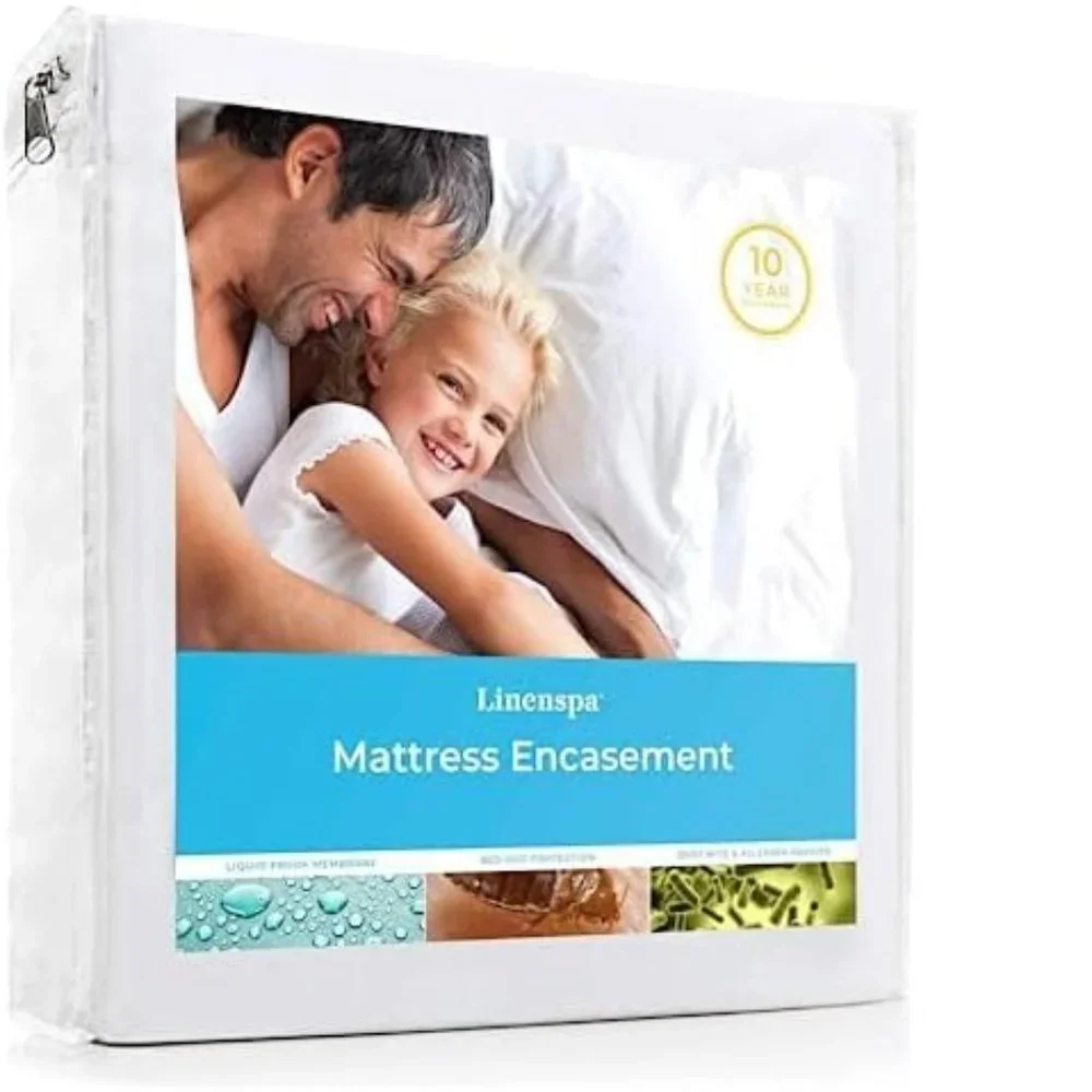 Linenspa Zippered Waterproof Mattress Encasement White Twin Fits Mattres…
